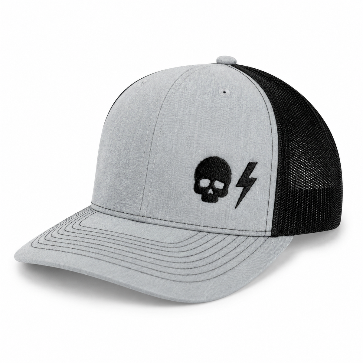Skull/Bolt Hat - Heather Gray/Black
