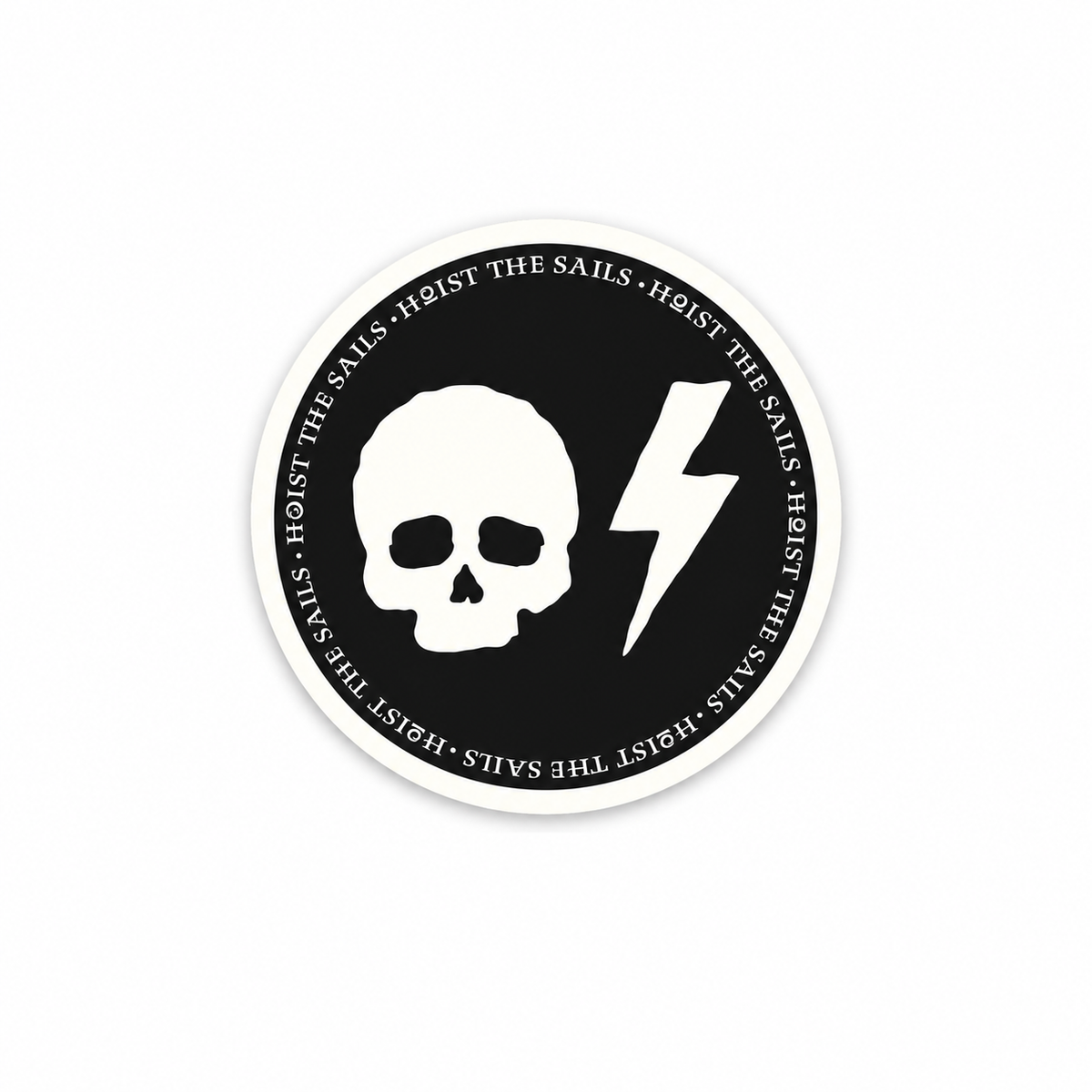 Skull/Bolt Circle Sticker - Black/White