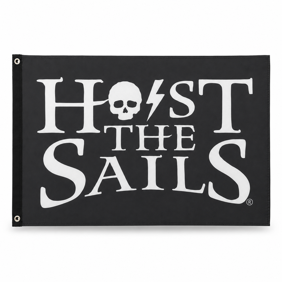 Skull/Bolt Boat Flag - Black/White
